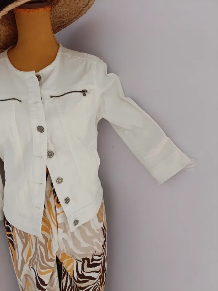 Blouson denim blanc - photo numéro 2