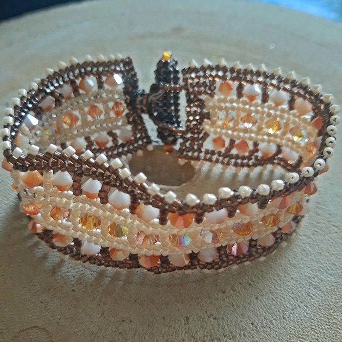 Bracelet manchette tissé perles Création bijoux artisanale - photo numéro 5