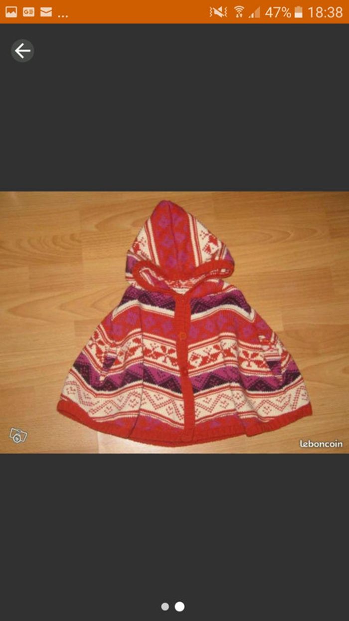Poncho boutonné avec capuche T 23 mois - photo numéro 2