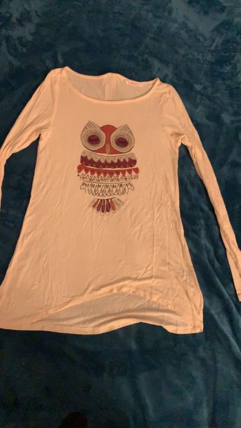 Tee shirt hibou camaïeu rose clair