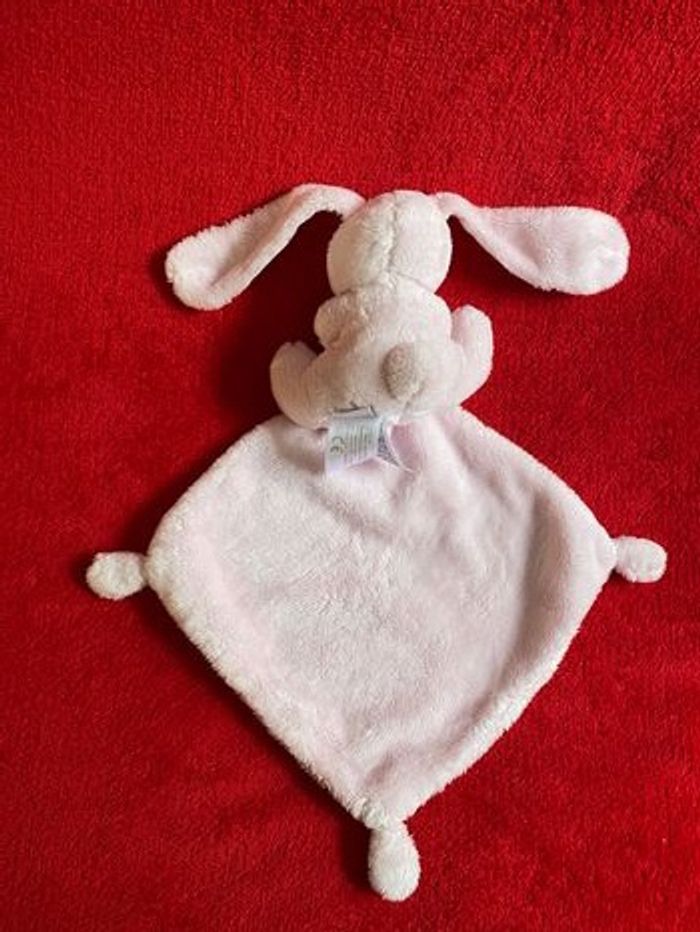 Vertbaudet doudou lapin mouchoir rose oreilles étoiles Neuf jamais utilisé - photo numéro 3