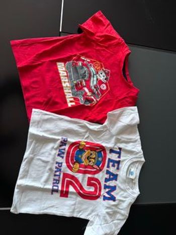 Lot 2 t-shirt 3 ans Pat Patrouille rouge et blanc