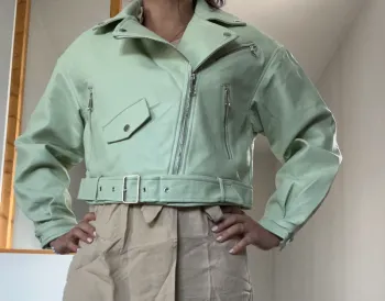 Perfecto similicuir vert oversize rétro