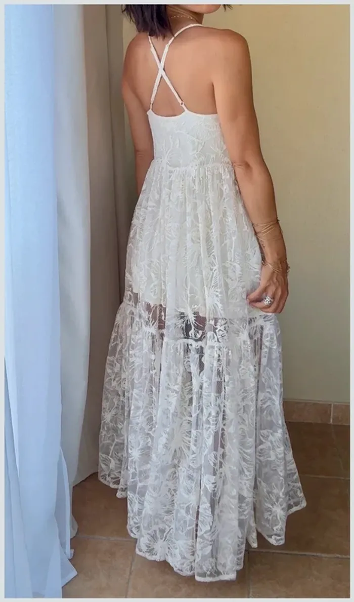 Robe longue Maje en dentelle blanche 36 comme neuve - photo numéro 4