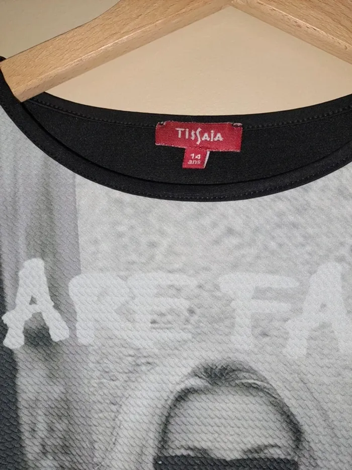 T-shirt fille 14 ans Tissaia tbe noir gris blanc - photo numéro 5