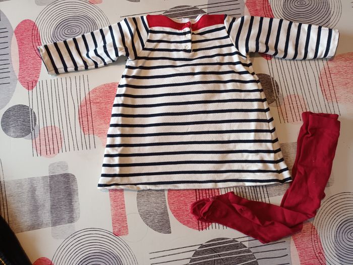 Tenue ensemble robe marinière Taille 18 mois 👧 - photo numéro 4