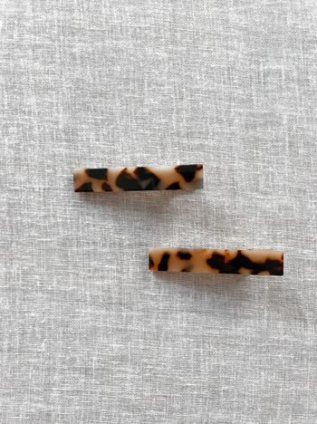 🌟 Lot 2 pinces écailles beige et marron cheveux