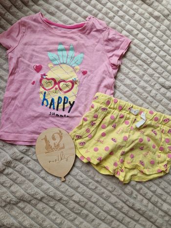 Ensemble t-shirt et short rose et jaune bébé fille orchestra
