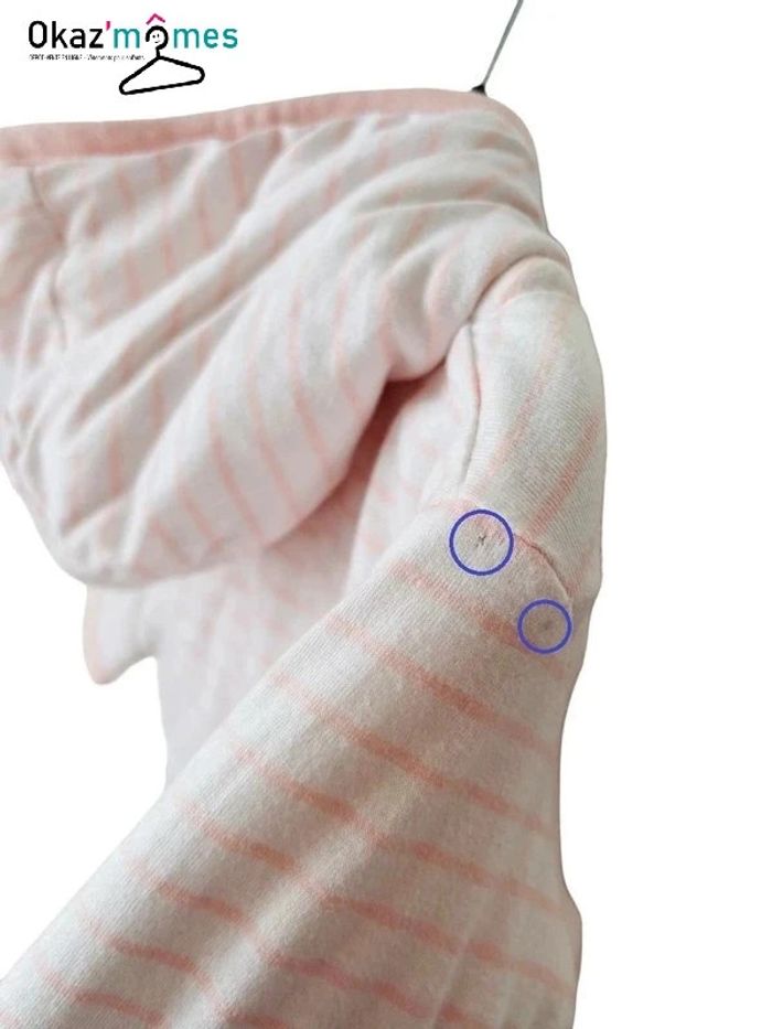 Veste à capuche rayée rose et blanc - Cadet Rousselle 3 mois - photo numéro 5