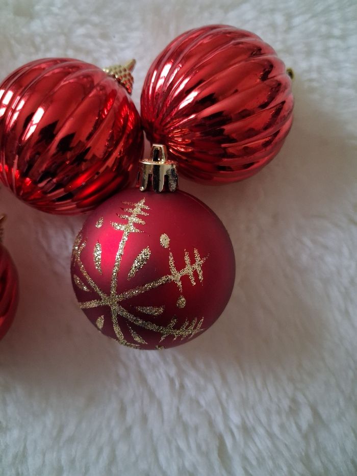 Lot de 5 boules de Noel 🎄rouges - photo numéro 2