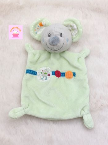 Doudou plat souris vert pastel gris NICOTOY oiseau papillon rond rouge orange