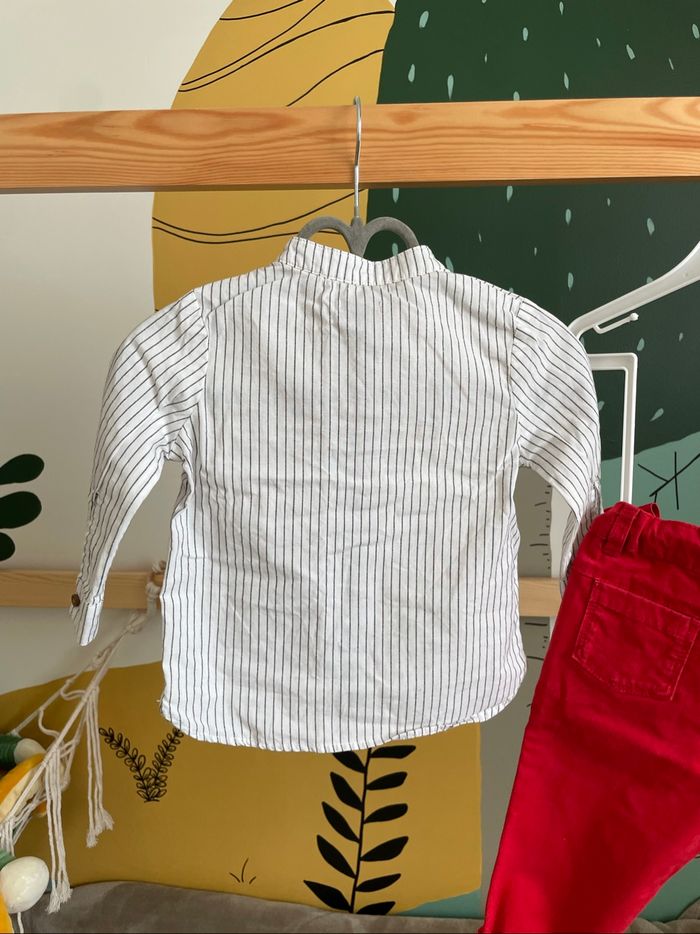 Ensemble chemise rayé et pantalon rouge - photo numéro 3