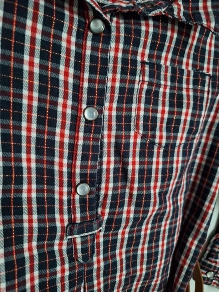 Robe chemise à carreaux bleue marine et rouge Orchestra 6 ans - photo numéro 3