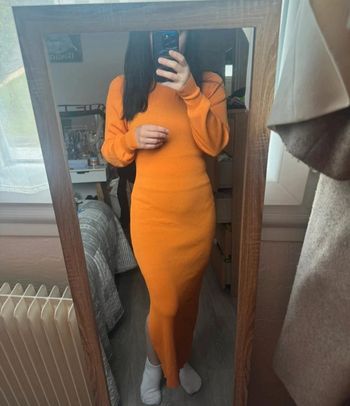 Robe longue côtelé orange zara