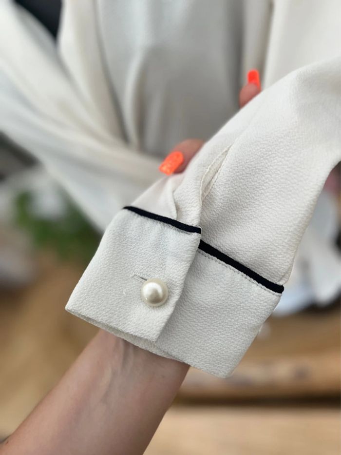 Blouse femme tunique chemisier akoz de toi collection taille S blanc cache cœur - photo numéro 3