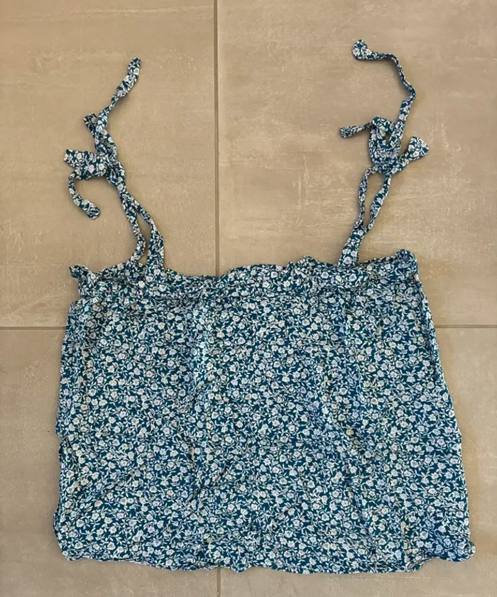 Débardeur gemo bleu à fleurs