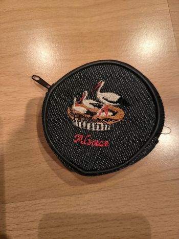 Petite bourse bleu jean Alsace cigognes