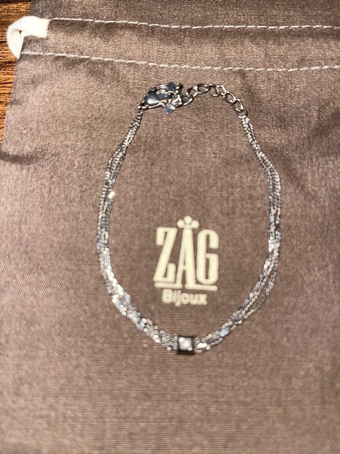 Bracelet Zag 2 chaînes et brillant - photo numéro 2