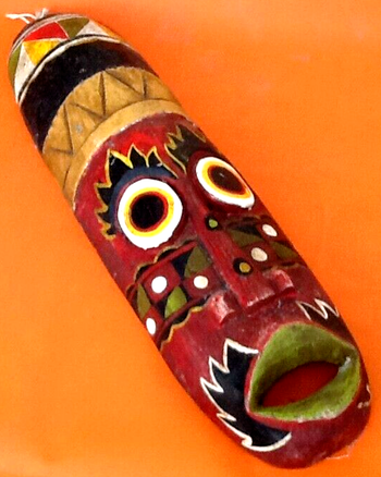 Masque à suspendre  Africain / Tribal (grand modèle)  Bois sculpté et coloré