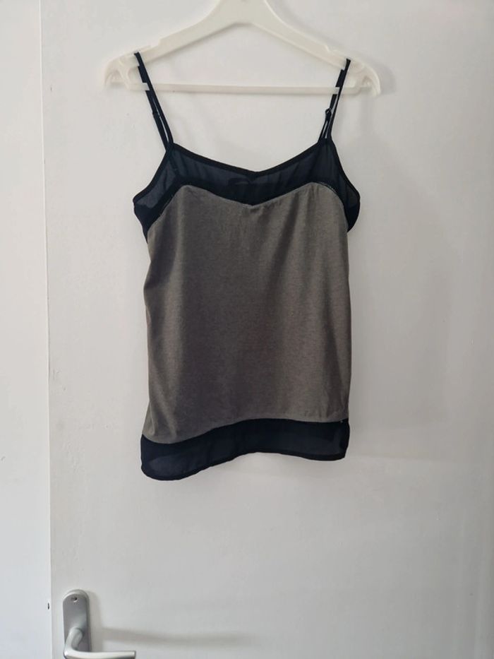 Débardeur femme été fine bretelle kaki noire TBE taille XS bonobo