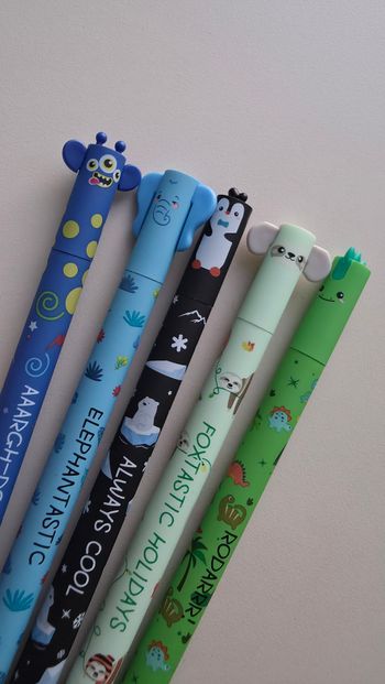 Lot de 5 stylos animaux kawaii