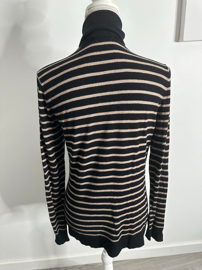 Pull col roulé marinière noir et beige Gérard Darel T38 M - photo numéro 5