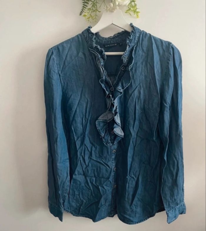 🌸jolie Chemisier en jeans bleu à volants river Woods taille 38 🌸
