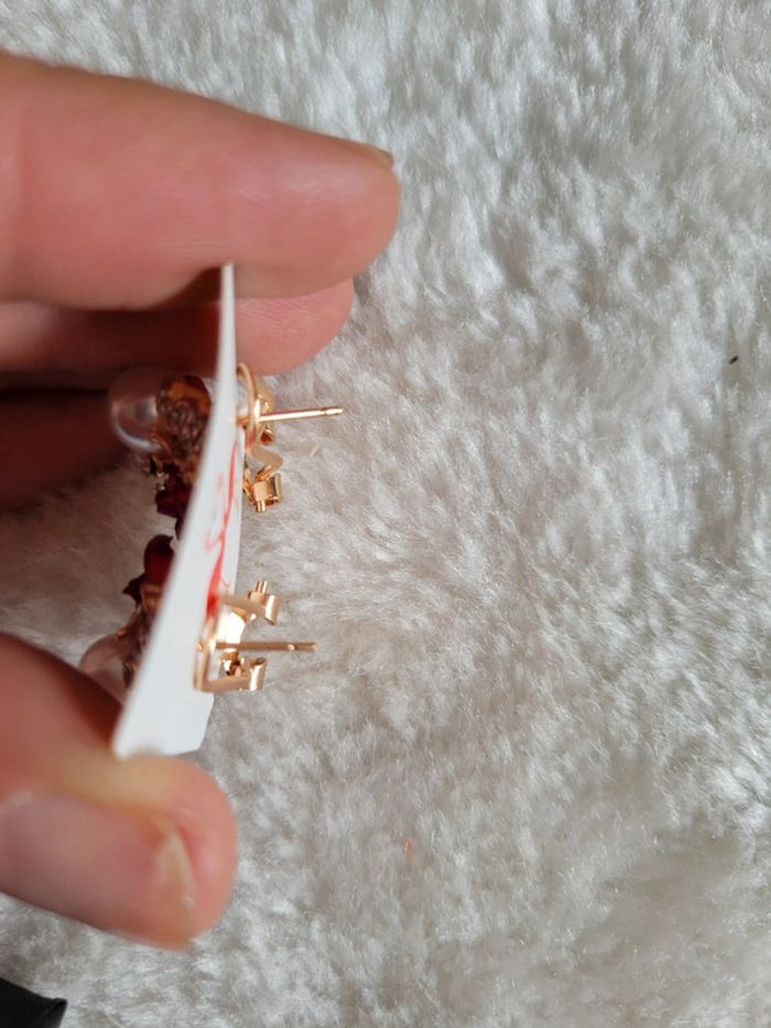 Boucles d'oreilles rose, perles et 🦋 - photo numéro 6