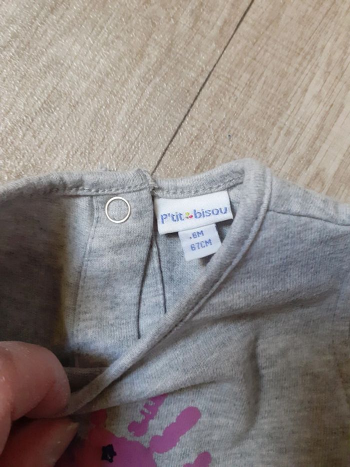 Tunique et legging fille grise et violette 6 mois neuve - photo numéro 6