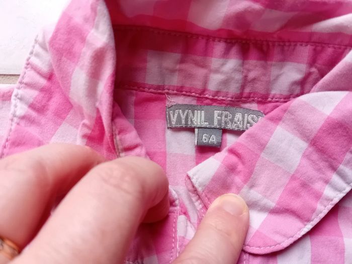 Chemise MC Vichy Rose et Blanc Taille 6 ans - photo numéro 2