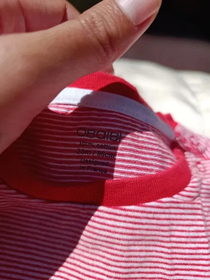 T-shirt manches longues rayé rouge et blanc Obaïbi 23 mois - photo numéro 4