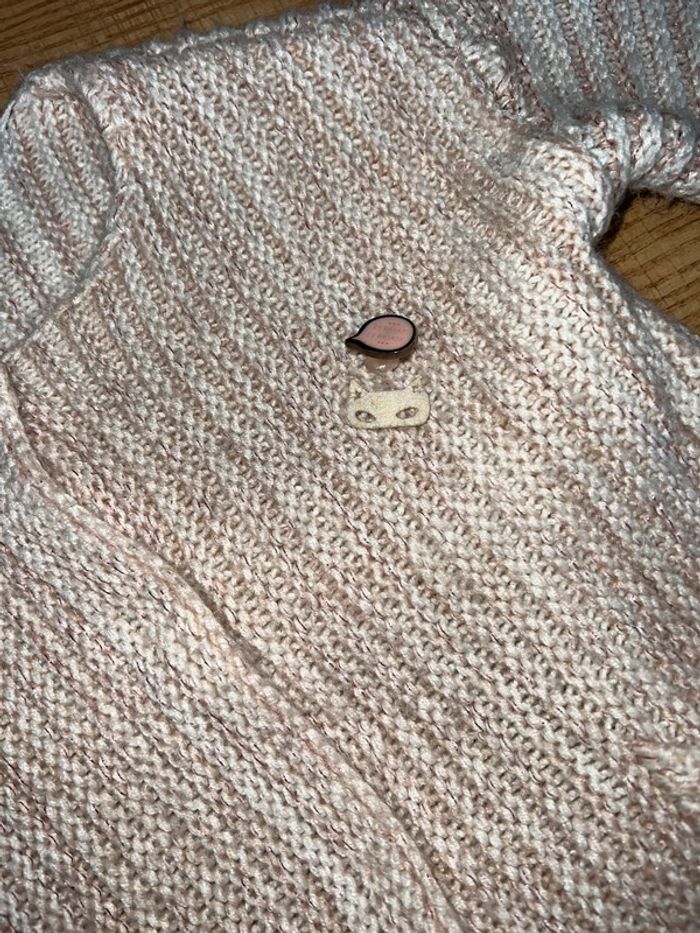 Gilet en laine rose pale chiné taille 2 3 4 ans tape à l’œil bien chaud veste - photo numéro 6