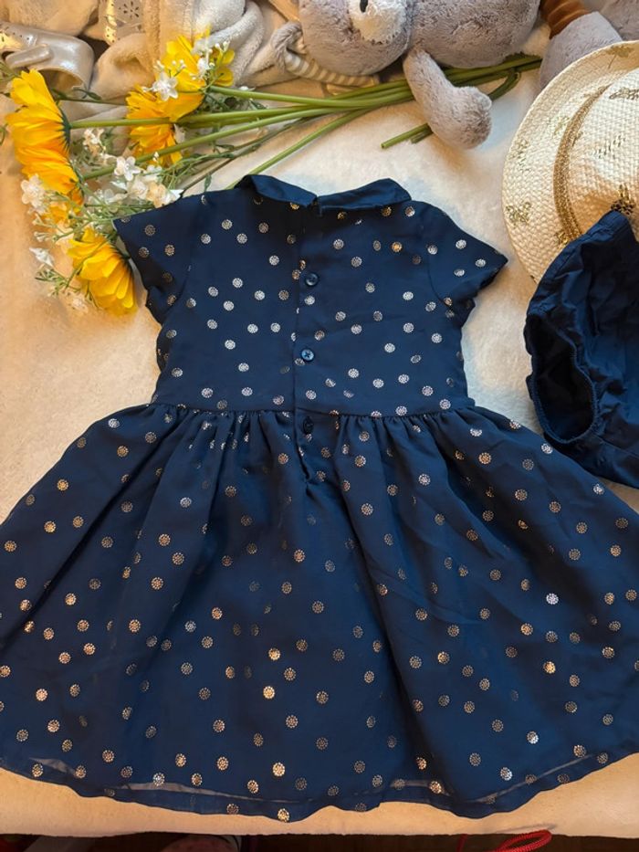 Ensemble volume princesse robe bloomer bleu marine doré soirée cérémonie 2 ans 24 mois - photo numéro 7