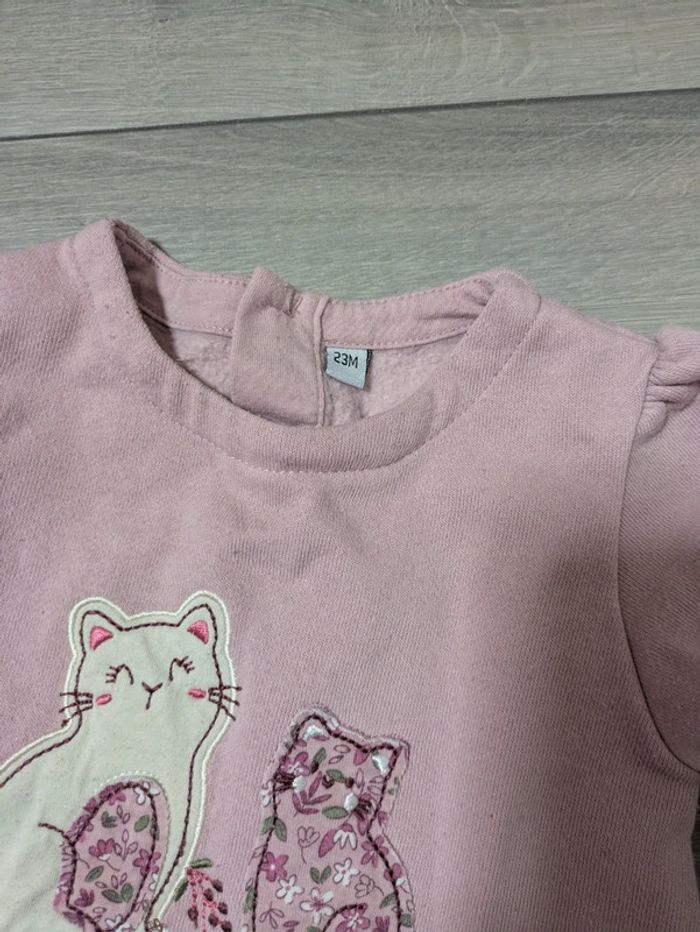 Robe tunique chaude 18 mois chat rose - photo numéro 2