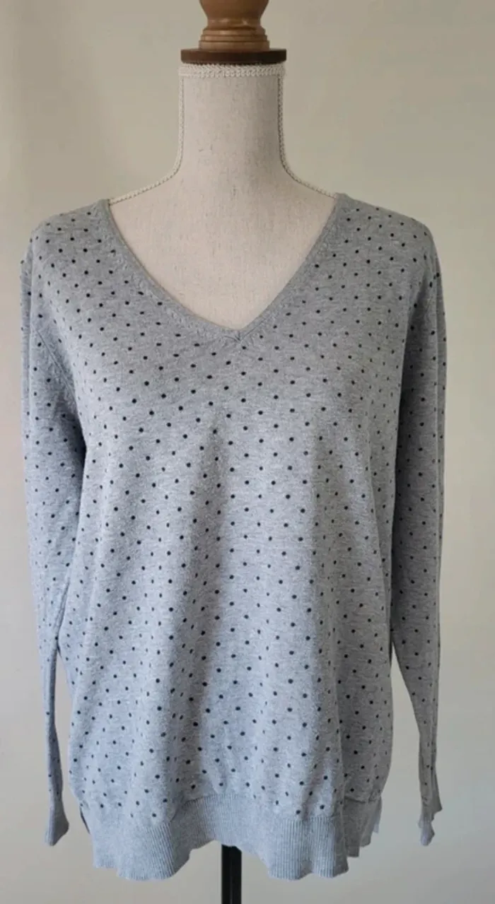 Pull gris à motifs en coton Kiabi Taille XL ou 44