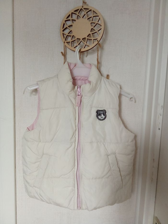 Veste, doudoune  matelassée, réversible rose perle, blanc fille 2 ans, 24 mois, mi saison