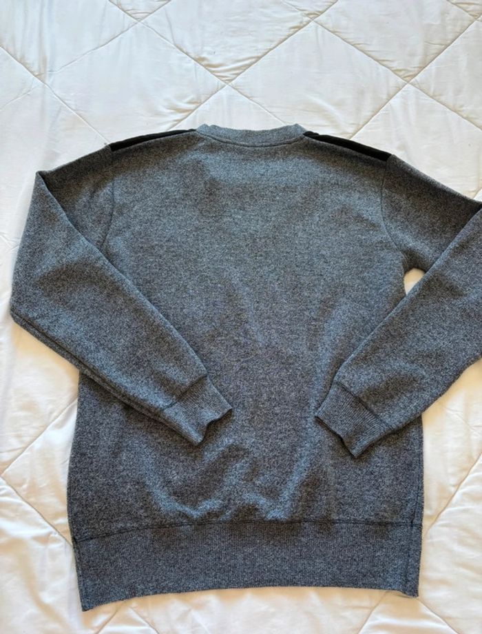 Pull gris noir chine début 2000 y2k homme col V bouton coton taille M - photo numéro 8