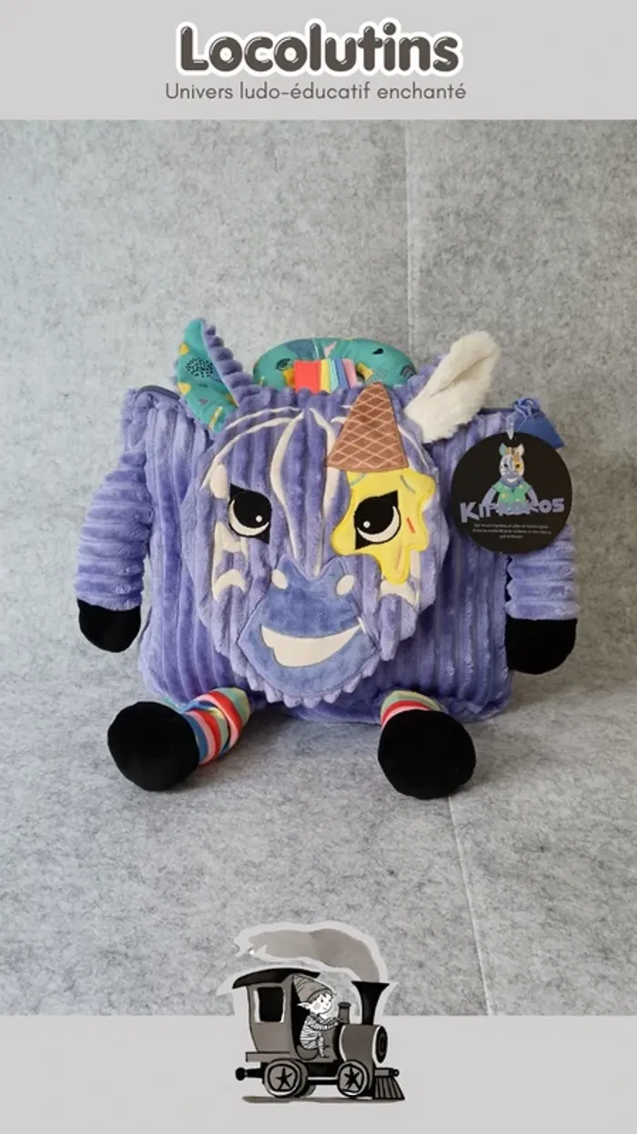 🚂 Sac à dos enfant Déglingos Kiprokos ▪ zèbre licorne violet turquoise - photo numéro 2
