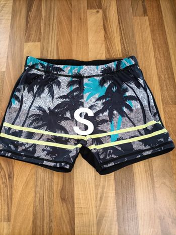 Maillot de bain shorty tropical bleu noir S u essentiel