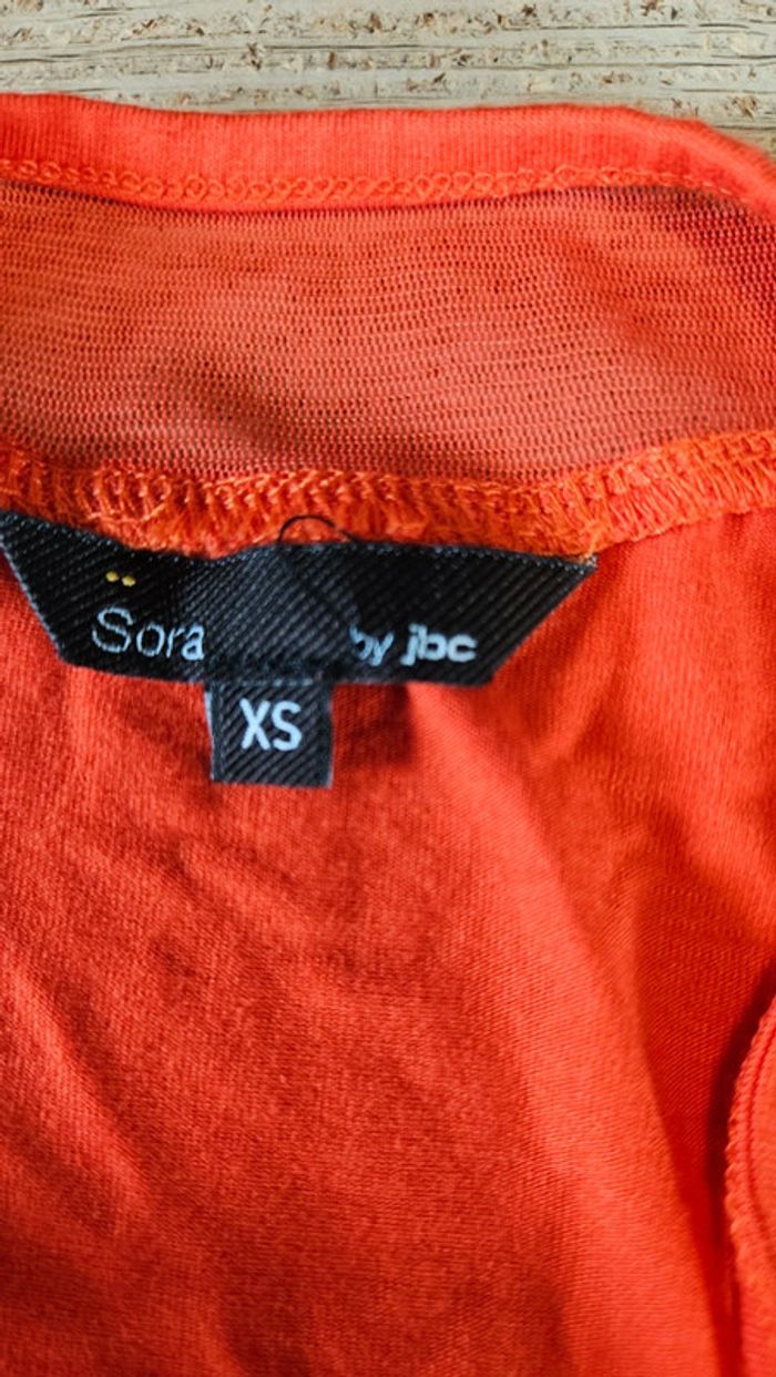 Robe orange corail à bretelles, légère, avec voile, Sora by JBC, XS, nickel - photo numéro 6