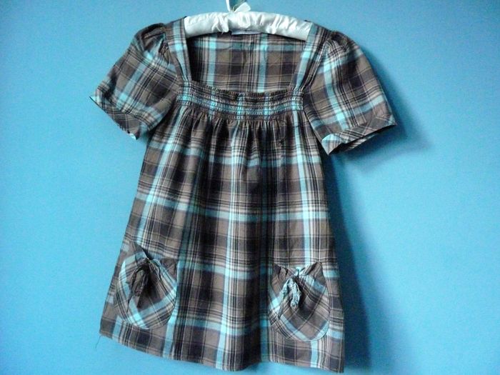 Blouse Femme Cache Cache S 36 carreaux marron manches courtes TBE