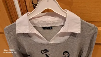 Pull 2 en 1 col chemisier