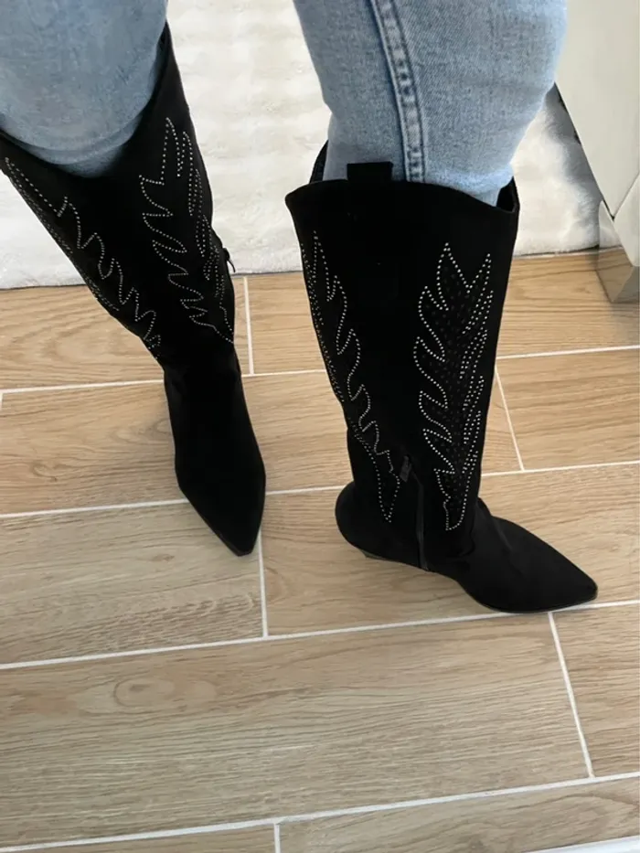 Botte Santiags noir et brillant taille 41 - photo numéro 4