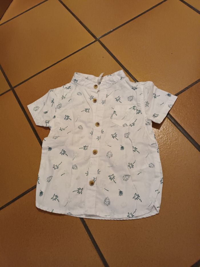 Chemise orchestra blanche et verte 9 mois