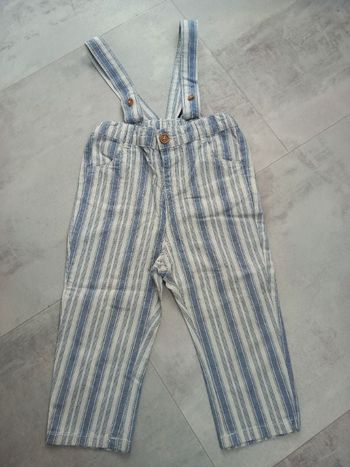 Salopette garçon blanche et bleue rayée 24 mois