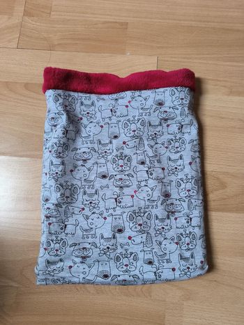 Snood chiens gris et rouge