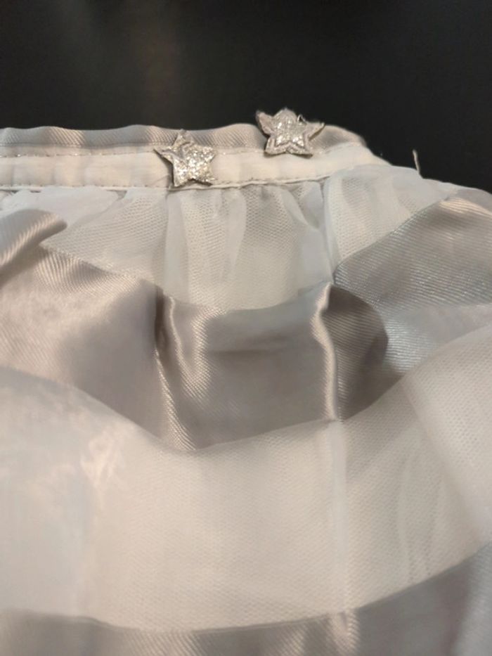 Jupe princesse ou déguisement 6 ans Vertbaudet rayures tulle étoile argent blanc gris - photo numéro 2