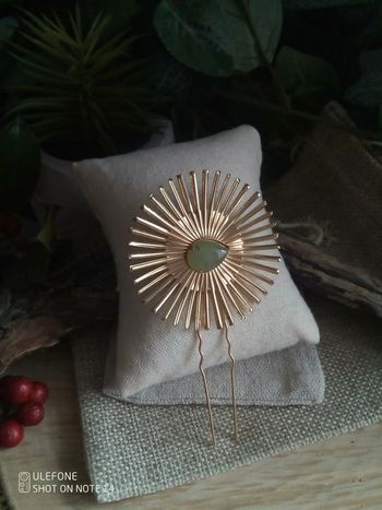 Barrette cheveux pierre naturelle aventurine