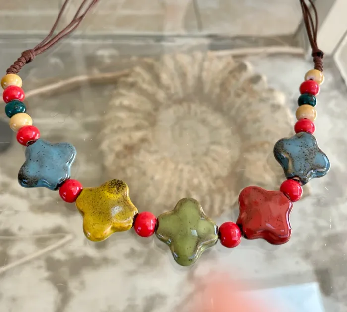 Collier+ bracelet colorés en cramique Taille unique - photo numéro 3