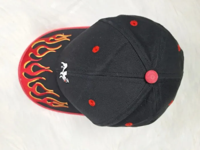 Casquette Harvard Square noire & rouge – Motif flammes – Vintage brodé (565) - photo numéro 6